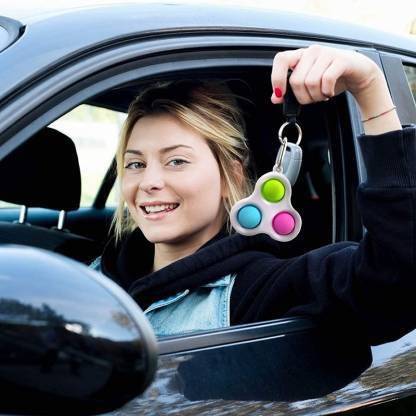Explorer ™ Simple Dimple Fidget Buttons Pop It Keychain Anxiety Stress Reliever Pack of 2 Key Chain