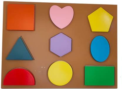 Wembley Wooden Simple Shape Puzzle Board for Toddlers Jigsaw Puzzle Toys Shape Color Sorting Matching Peg Puzzle Montessori Geometric Early Educational Toys