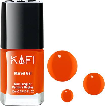 KAFI Gel Effect Nail Polish - Long lasting, Non Toxic, High Shine, Vegan, 10-Free Formula, SalonPro - (Bright Orange). Agent Orange