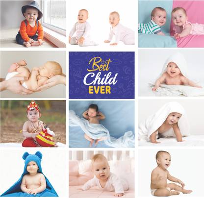 Clickedin - Baby Photos, 11.50 x 8.50 Inches HD Quality Cute Baby and Children Wall Posters (Set of 12 Pieces) Paper Print