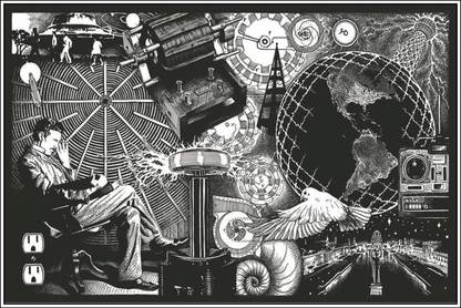 Nikola Tesla Electricity art Fine Art Paper Print Wall Poster Print on Art Paper 13x19 Inches Paper Print