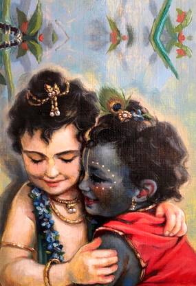 Krishna Balram photo Wall Poster Print on Art Paper 13x19 Inches Paper Print