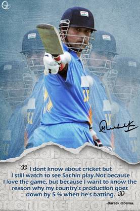 Sachin Tendulkar - Obama Quote ON GOOD QUALITY HD QUALITY WALLPAPER POSTER Fine Art Print