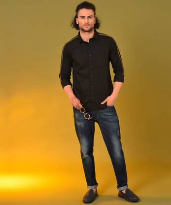CAMPUS SUTRA Men Solid Casual Black Shirt