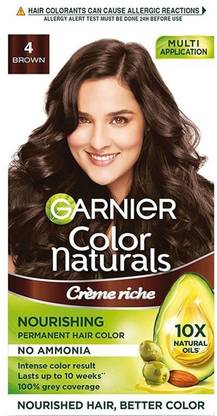 GARNIER Color Naturals Creme 4 Brown Hair color 75ml+60g , 4 Brown