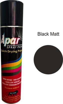 apar Spray Paint MATT BLACK-440ml for Bicycle, Bike, Cars, Tractor, Wood, Art & craft Black Spray Paint 440 ml