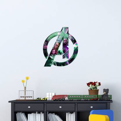 Psychedelic Collection 53 cm decorative multicolour avengers logo wall sticker Self Adhesive Sticker