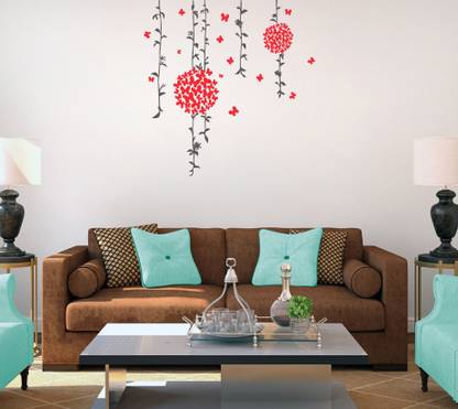 Psychedelic Collection 108 cm decorative beautiful hanging leave branch butterflies wall sticker Self Adhesive Sticker