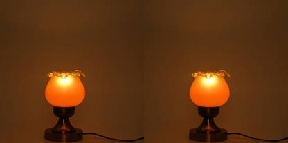 AFAST Stylish Table Lamp With Decorated Glass Shade, Round, LED Compatible,(Pack Of 2) Table Lamp