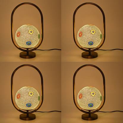 1st Time Decorative Oval Metal Mosaic Table Lamp With Decorative Colorful Glass Shade Table Lamp