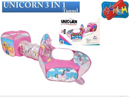 Munish Unicorn 3 in 1 tunnel/tent house/ball pool/activity pool/tunnel house Tunnel/ball pool/unicorn Tunnel house