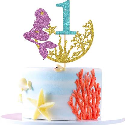 Festiko Festiko Mermaid One Cake Topper,Happy 1st Birthday Cake Topper