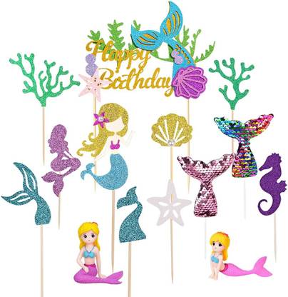 Festiko Festiko Mermaid Cake Toppers, Dokuna Glitter Merma Cake Topper