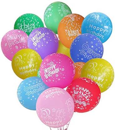 R G ACCESSORIES Printed Happy birthday printed multi color balloon for birthday party decoration 50pcs Balloon