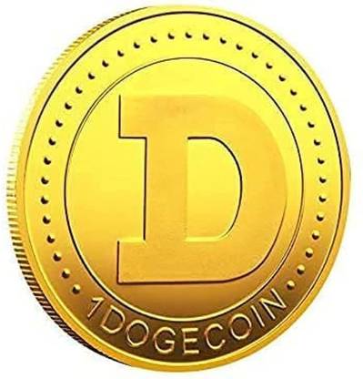 Craftbia Doge Coin Made of Real Metal, Gold Plated Crypto Currency Coin डेकोरेटिव शोपीस  -  0.3 cm