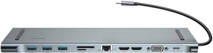 Baseus CATSX-G0G PD / VGA /2*HDMI/ RJ45 / USB 3.0 / SD, TF, micro SD card reader Dark for MacBook Type-C HUB Dark Grey