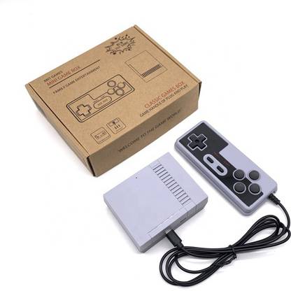 PTCMart 8 BIT MINI GAME BOX, FAMILY GAME ENTERTAINMENT PLUG-&-PLAY BUIT-IN- 342 GAMES GB with 1 x Console 2 x Wired Controller 1 x User manual 1 x AV cable 1 x Box