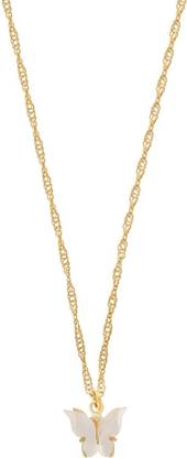 HOMEMATES White and Gold Locket Butterfly Gold-plated Design. Metal Pendant