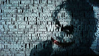BATMAN QUOTES THE JOKER TYPOGRAPHIC PORTRAIT TYPOGRAPHY WALLPAPER ON FINE ART PAPER HD QUALITY WALLPAPER POSTER Fine Art Print