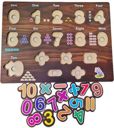 ENETLY Wooden Board Puzzles Toys(3D Numbers 1-10)(PLUSE,MINUS,TIMES,DIVIDE,EQUALS)