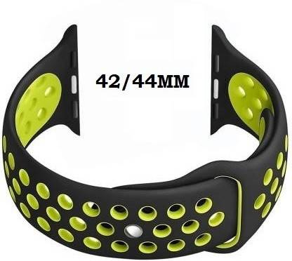 BEESURE Silicone Strap 42mm/44mm Nike Style (BLACK & GREEN)(WATCH NOT INCLUDED)-30 Smart Band Strap