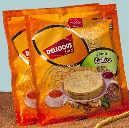Delicious Bite Jeera Khakhra (4 Packs of 200gm Each)