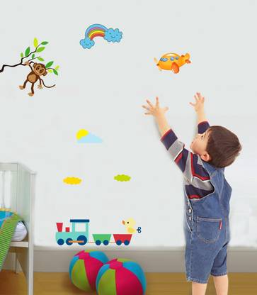 Psychedelic Collection 57.7 cm abstract decorative hanging monkey train wall sticker Self Adhesive Sticker