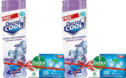Dermi Cool Prickly Heat Powder, Lavender 150gm + Cool Soap 125gm Free