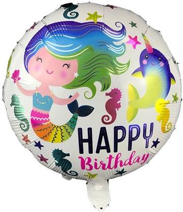 FUNCART Printed Little mermaid round foil balloon 18" Balloon