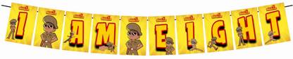 Balloonistics Little Singham Theme I Am 8 Happy Birthday Banner for Background and Theme Party Banner