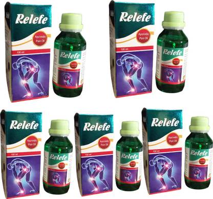 HERBS N DRUGS Relefe Ayurvedic Pain Relieving Oil for Joint Pain Liquid 100 ml (100ml x 5)