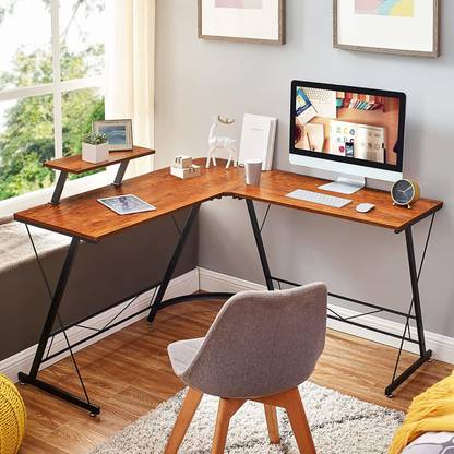 ASTRIX INC L Shaped Gaming Desk, Textured Carbon Fiber Computer Corner Game Desk Engineered Wood Workstation