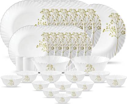 LAOPALA Pack of 29 Opalware Blissful Green Dinner Set
