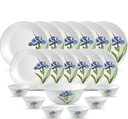 LAOPALA Pack of 19 Ceramic Diva Classique Collection Royal Iris Dinner Set