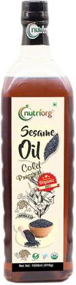 Nutriorg Certified Organic Cold - Pressed Sesame Oil Plastic Bottle