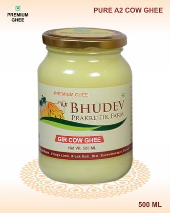 bhudev prakrutik farm Pure & Natural A2 Gir Cow Ghee 500ML Ghee Glass Bottle