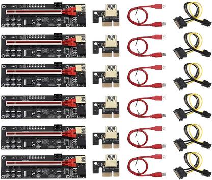 LipiWorld Pack Of 6 VER011-PRO Riser Card 10 Capacitors PCI-E 1X to 16X GDDR4 16 GB NVIDIA Chipset 64 bit 120 MHz Graphics Card
