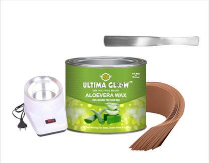 Ultima glow aloevera hair removal wax kit wax ( 600.12 gram ) (with wax heater , waxing strips and sticks best body hair removal wax kit) Wax