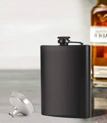 Protos Black Flask 207ml Pocket Size For Beer Vodka Whisky Drink Storage Stainless Steel Hip Flask