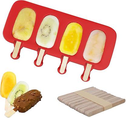 Bake N Crush Ice Sickles 4 Cavity , Ice Cream and Choco Bar Silicone Cake Mould 4