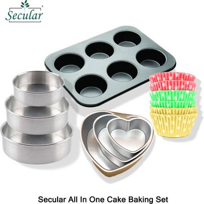 Secular All In One Cake Baking Set, Non Stick, Microwave Oven Safe Products Kitchen Tool Set