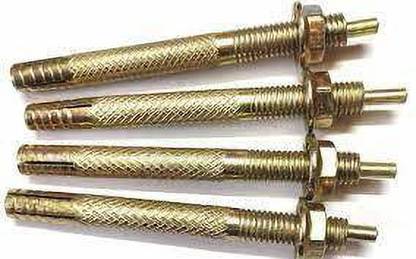 SS SASHA Nut & Bolt Set Zinc Plated Pin Type Anchor Fastner ( 8mm x 100mm )Pack of 10 PCS (Gold)