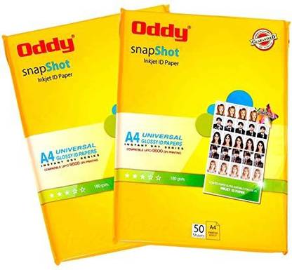 Oddy' 180 GSM A4 Size Glossy Photo Paper, pack of 50 sheets Unruled A4 180 gsm Photo Paper