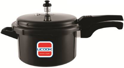 UCOOK Pentola DLX Black Plus Outer Lid Hard Anodised 5 L Outer Lid Induction Bottom Pressure Cooker