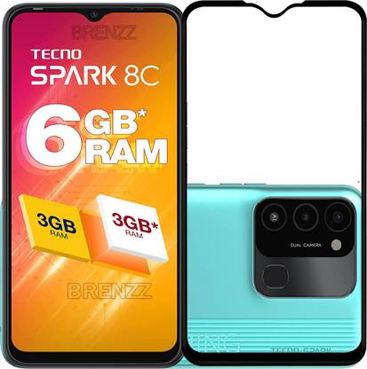 BRENZZ Edge To Edge Tempered Glass for Tecno Spark 8C