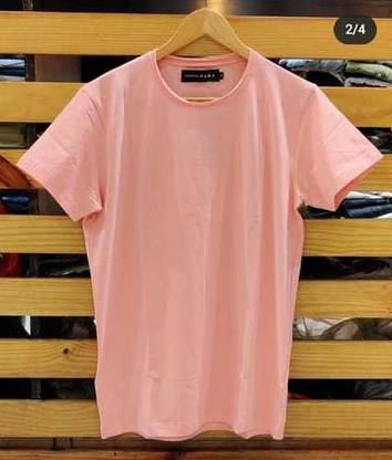 Solid Men Pink T-Shirt