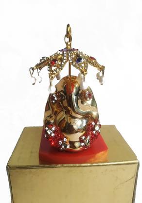Pentbuns Dold Plated Lord Ganesha for Car Dashboard Ganesha Ganpati Idol Car Dash Indicator Lamp