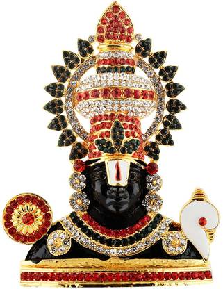 GCT Tirupati Balaji Idol | Lord Venkateswara Murti (B-186) Black Color Metal Statue Decorative Showpiece  -  7.6 cm