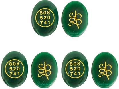 Reshamm Green Jade Natural Crystal Stone Money SwitchWord Angle number 808520741 (3pc) Decorative Showpiece  -  4 cm