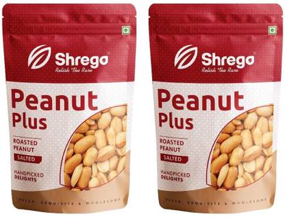 Shrego Peanut Plus Roasted Peanut Salted, Snack & Namkeen, 400G (2X200G Vacuum Packed)